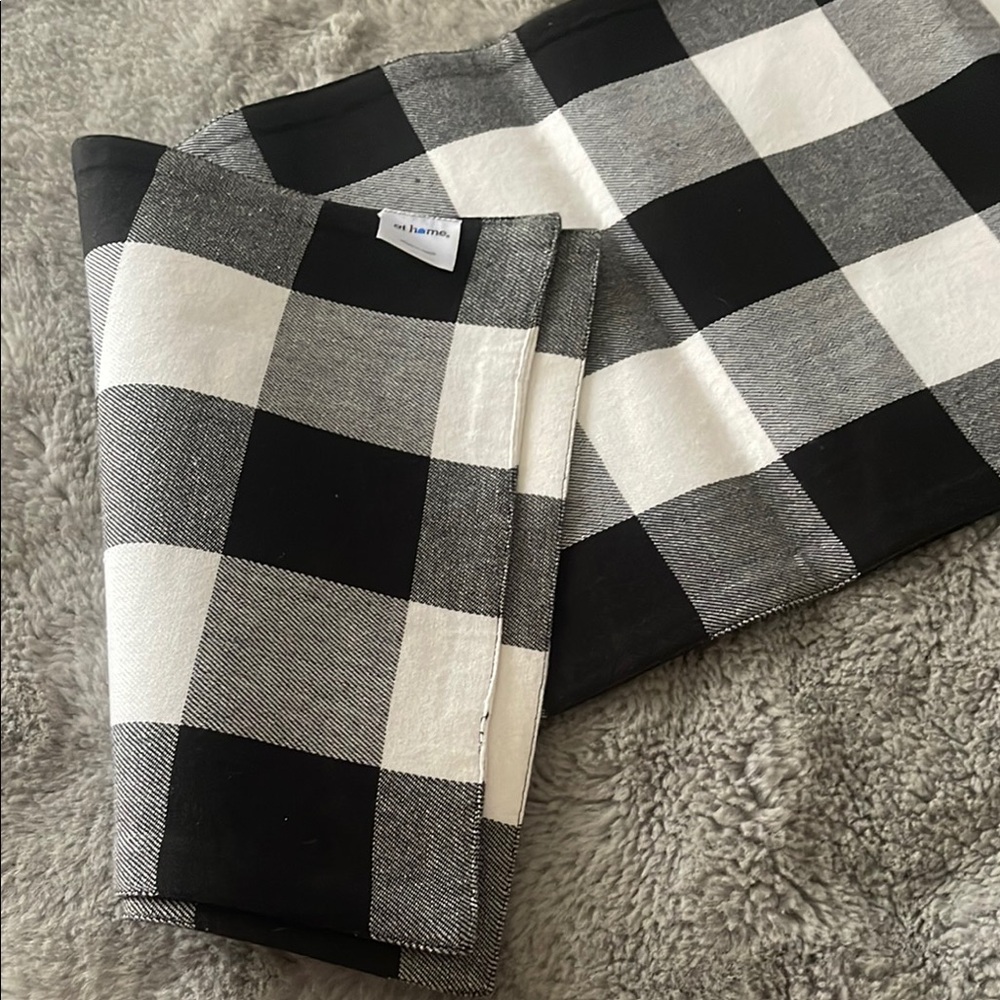 At Home Table Runner Black and White Checkered Decor